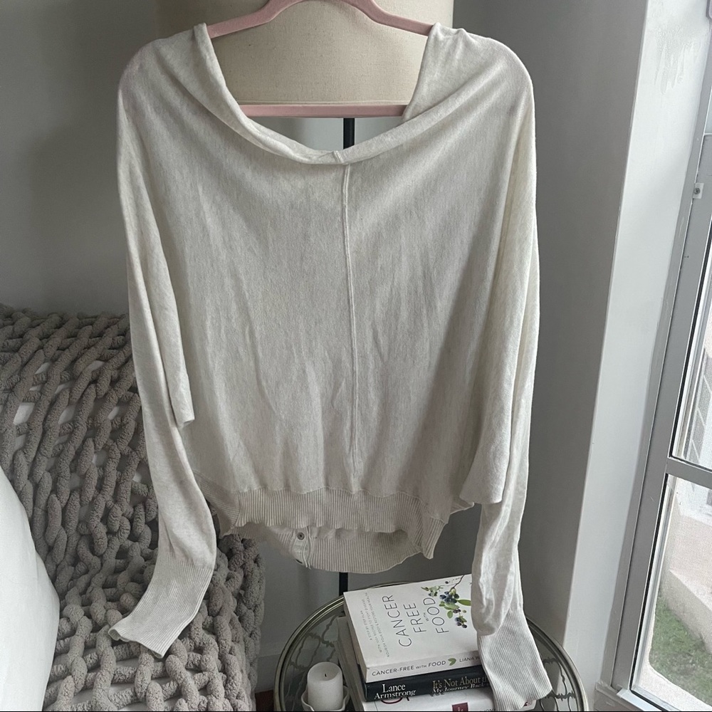 All Saints Edgar Gray Cowl Neck Long Sleeve Top